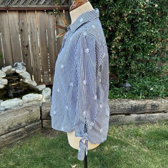 Marc New York Andrew Marc 3/4 Sleeve Button-Down Striped Daisy’s Women’s Small - Picture 6 of 9